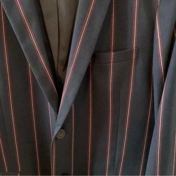 Frank and Oak Blazer Navy Blue Pinstripe Jacket Sz 40 - Picture 4 of 9